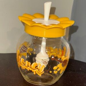 Sunflower Yellow Honey Jar with Dipper